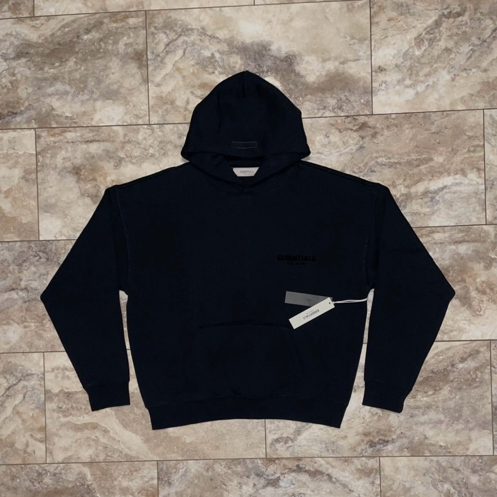 Fear Of God Essentials Hoodie Stretch Limo Black SS22 Size L Brand New